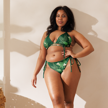 Load image into Gallery viewer, Green All-over print recycled string bikini
