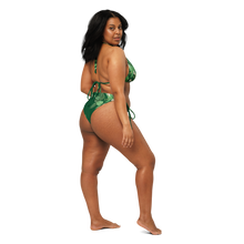 Load image into Gallery viewer, Green All-over print recycled string bikini
