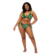 Load image into Gallery viewer, Green All-over print recycled string bikini
