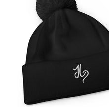 Load image into Gallery viewer, JLay Black PomPom Beanie - White Logo
