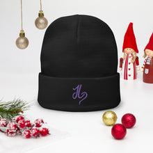 Load image into Gallery viewer, JLay Black Beanie - Purple Logo
