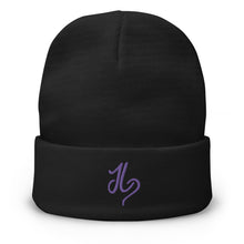 Load image into Gallery viewer, JLay Black Beanie - Purple Logo
