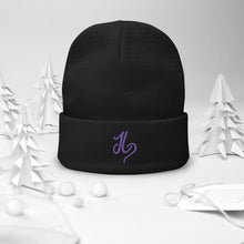 Load image into Gallery viewer, JLay Black Beanie - Purple Logo
