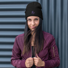 Load image into Gallery viewer, JLay Black Beanie - Purple Logo
